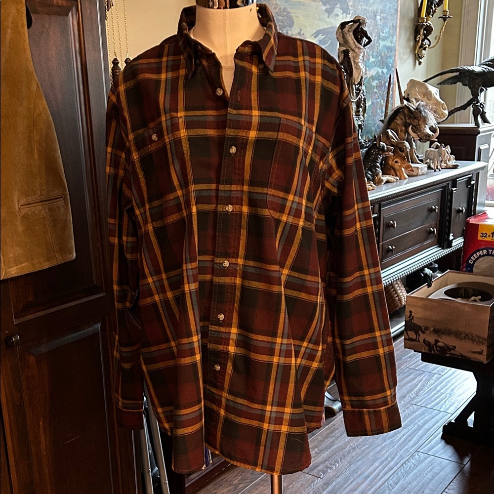 Wrangler Rugged Wear Sz XL Purple Plaid Button-Up Shirt GUC